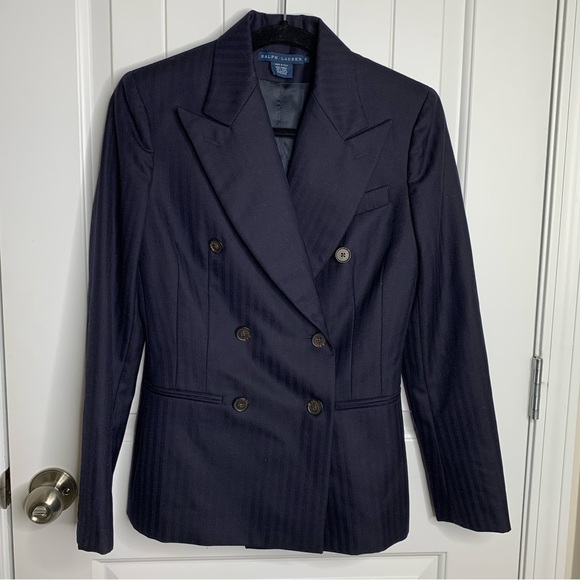Ralph Lauren blue label wool double breasted blazer jacket size 6 women’s preppy - Picture 1 of 4